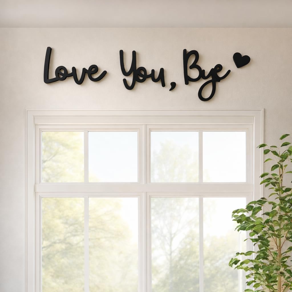 Wooden Love You Bye Sign Home Decor – Boho Farmhouse Wall Art Decor for Stylish Living Room, Hallway Entryway, Wall Decor Door Sign Gift Family Lovers