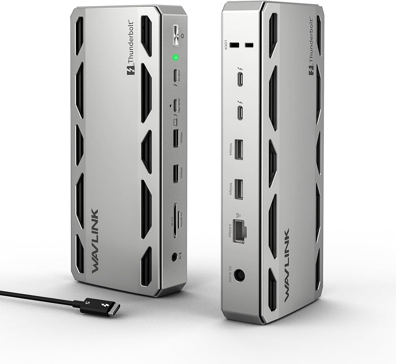 WAVLINK Intel Certified Thunderbolt 5 Dock, 12-in-1 TB5 Docking Station with 120Gbps Max Transfer, 140W PD, 2.5G Ethernet, 4X USB-A 3.2 Gen 2, SD4.0, for Windows 11/Mac OS 14.6 or Later TB5/4 Laptops