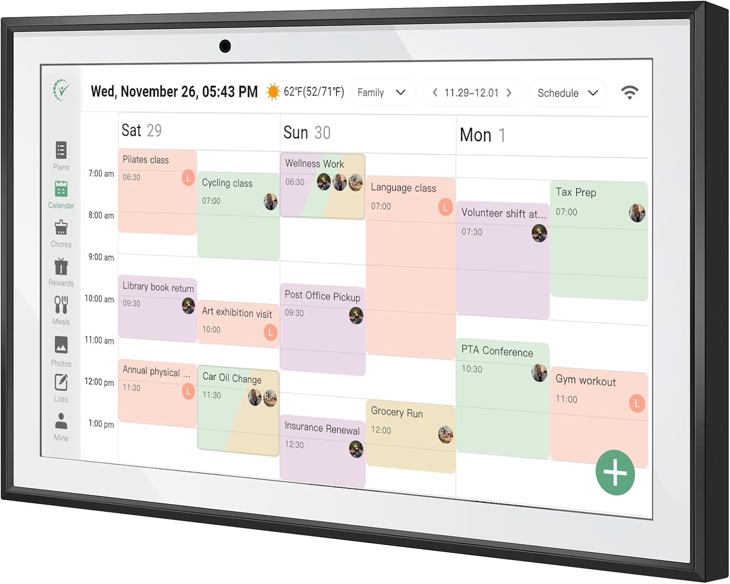 WiFi Digital Calendar Smart Family Planner,Chore Charts, Achievement Rewards, AI Meal Planning, Smart Touchscreen Interactive Display for Schedules and Cloud Photo Desk Bases, Gifts for Women Men, Gifts for Mom Dad, 10.1” Black
