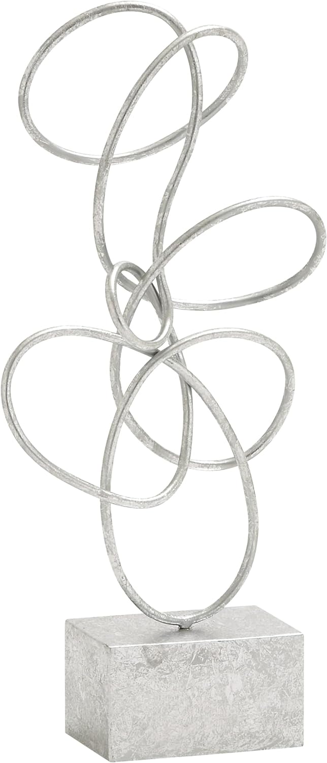Deco 79 Metal Abstract Decorative Sculpture Swirl Home Decor Statue, Accent Figurine 10″ x 4″ x 22″, Silver