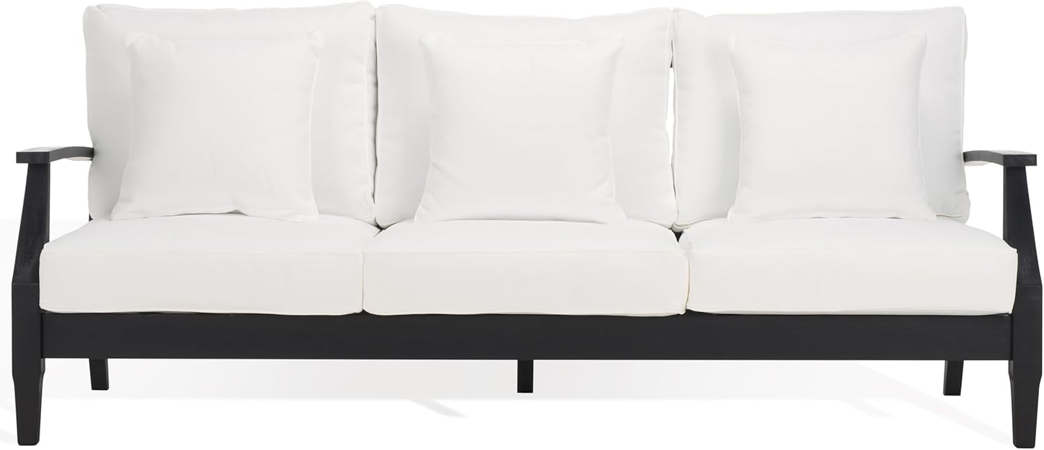 SAFAVIEH Couture Collection Martinique Black Solid Wood Indoor/Outdoor Patio Sofa