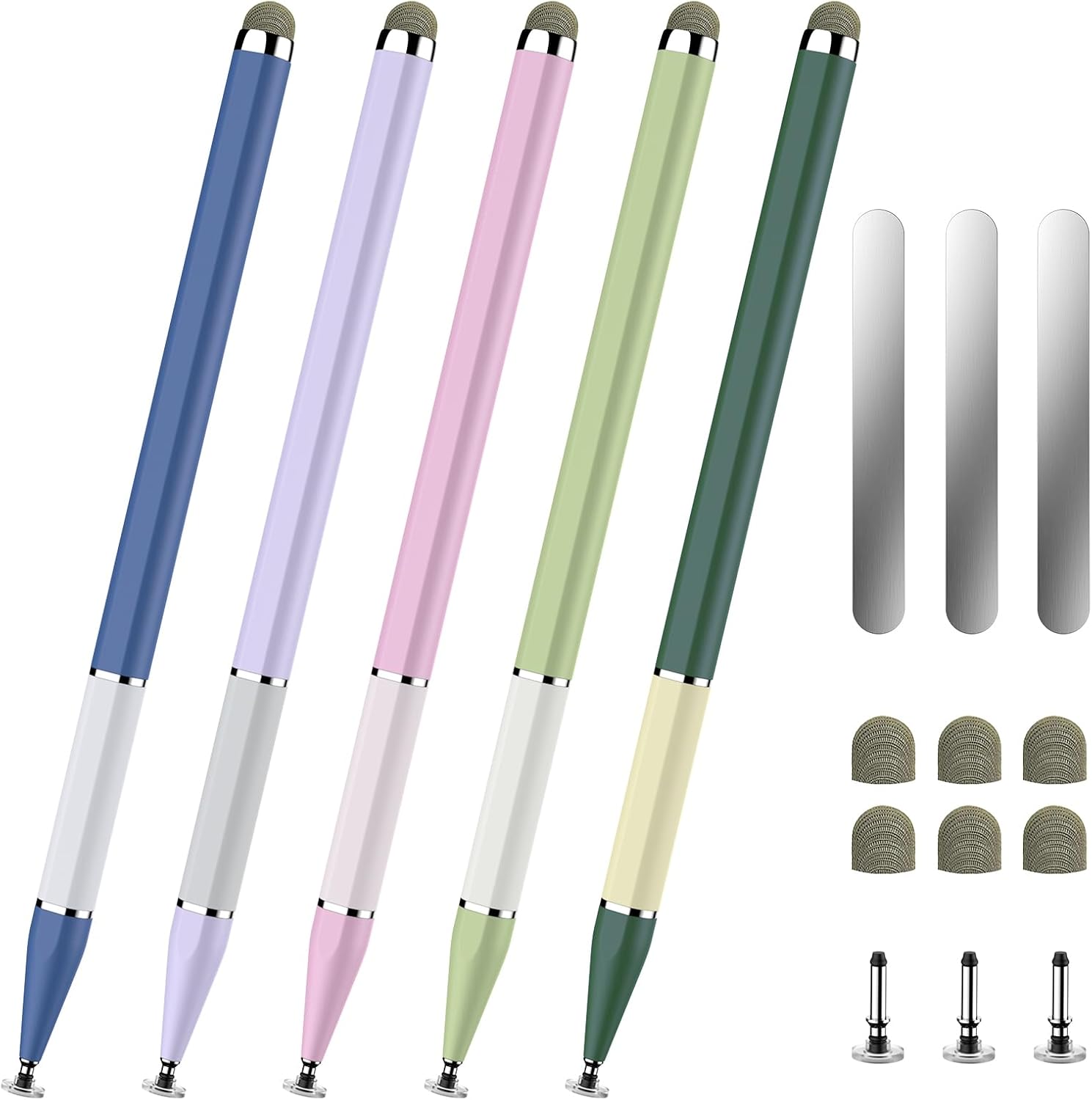 Bopomofo Stylus Pen for Touchscreen,5 PCS 2-in-1 Magnetic Stylus Pen High Sensitivity & Precision Stylus,Extended Pen Body Design,Compatible with Touch Screens(9 Tips + 3 Magnetic Sheets)