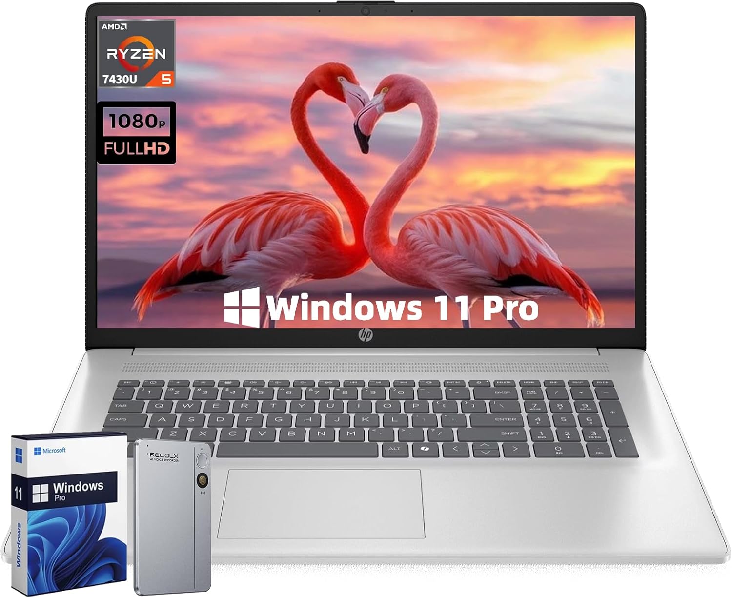 HP 17.3″ Business Laptop, AMD Ryzen 5 7430U, FHD IPS Anti-Glare Display, 64GB RAM, 2TB SSD, AMD Radeon Graphics, Wi-Fi6, Copilot AI, Windows 11 Pro, Accessories for Business, Students, Home Office