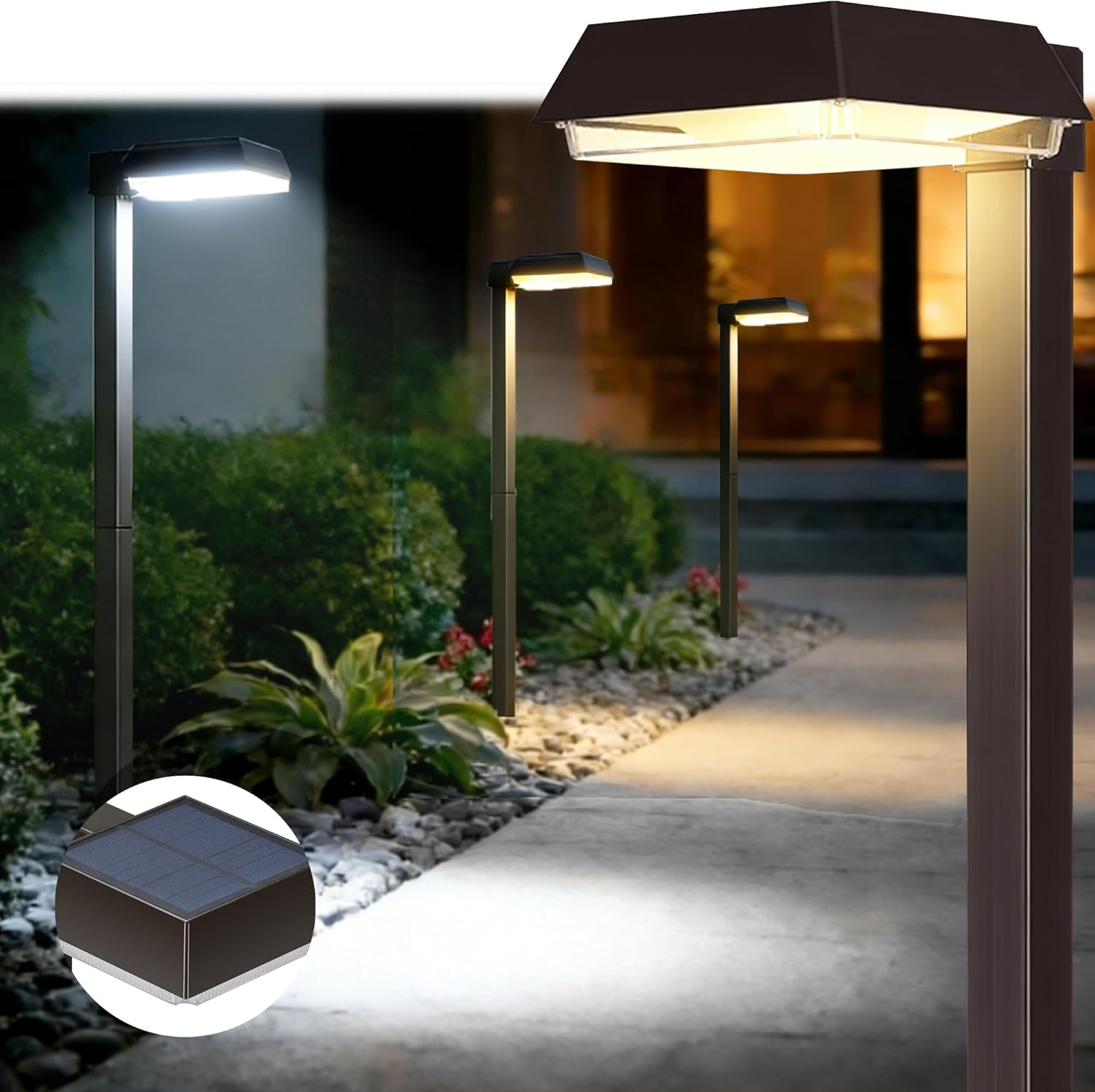 Bobcat Solar Pathway Lights Outdoor Super Bright 300 lumens with 2-in-1 Warm White and Daylight Color Modes, Solar LED Lights Outdoor Waterproof for Path, Sidewalk, Driveway or Walk Way Light(4 Pack)