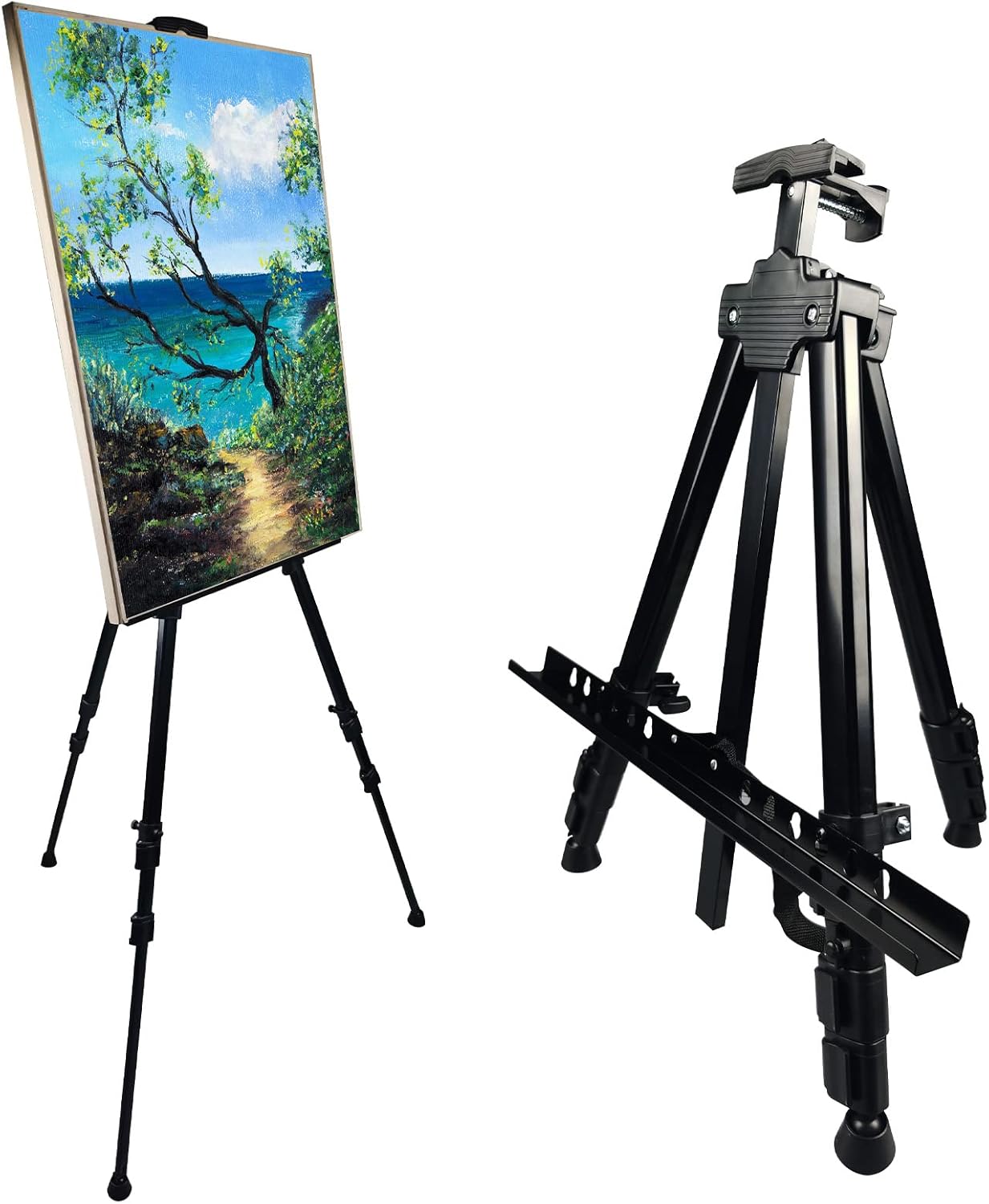 Art Painting Display Artist Easel Stand,Ns Jymb Portable Metal Adjustable Easels for Painting Canvases Height from 17 to 66 Inch – Carry Bag for Table-Top/Floor Displaying and Wedding Signs – Black