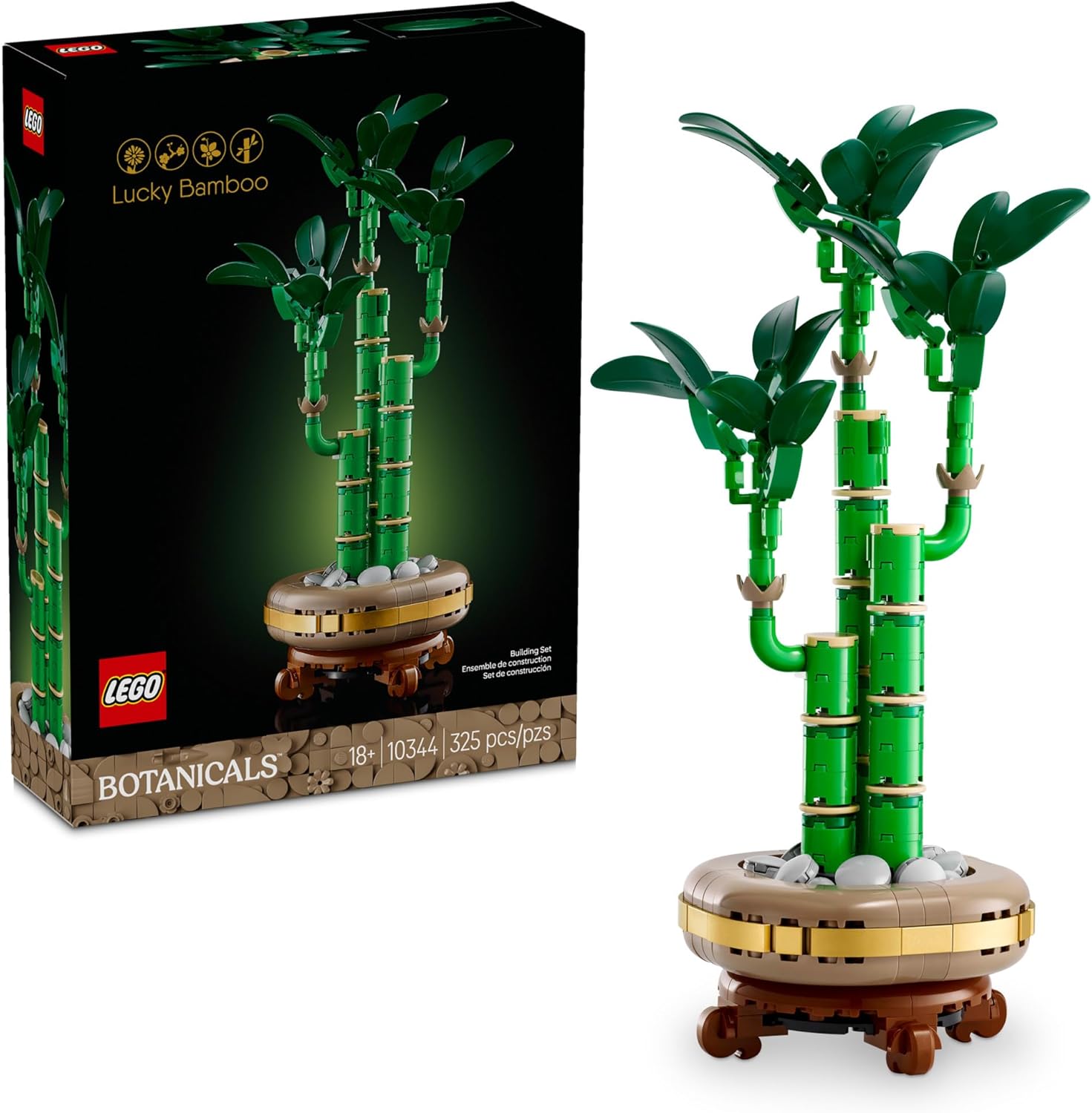 LEGO Botanicals Lucky Bamboo Building Set – Artificial Plant for Indoor Home Décor, Adults Ages 18+ – Gift for Birthdays for Him – Fake Plant Decoration for Table, Desk, Office – 10344
