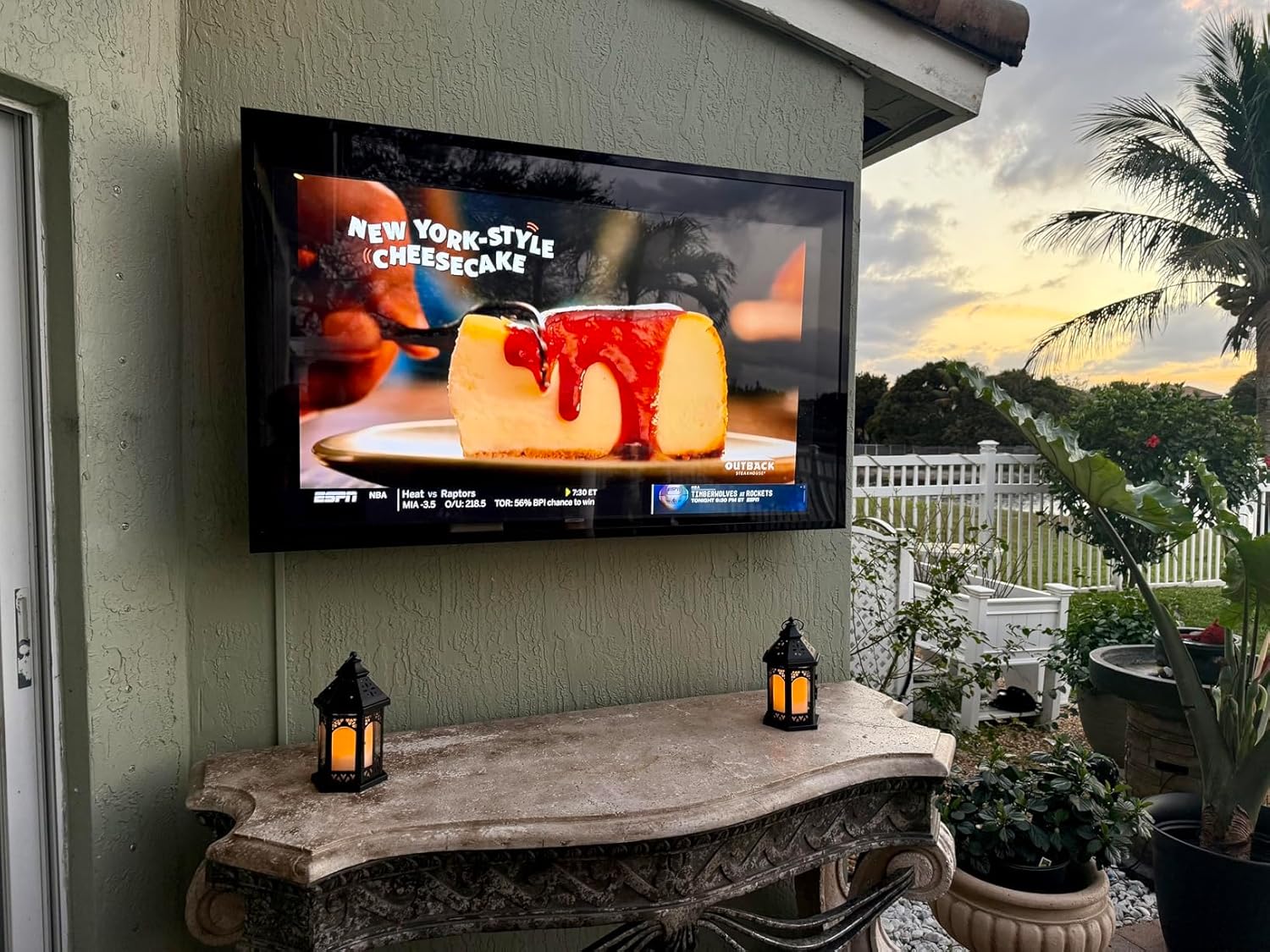 40-43inch Weatherproof Outdoor TV Cover with lock, Hard and Durable, Clear Dust ResistantTelevision Enclosure for Outside(Left Door), Full Motion TV Mount and 2 Cooling Fans Included