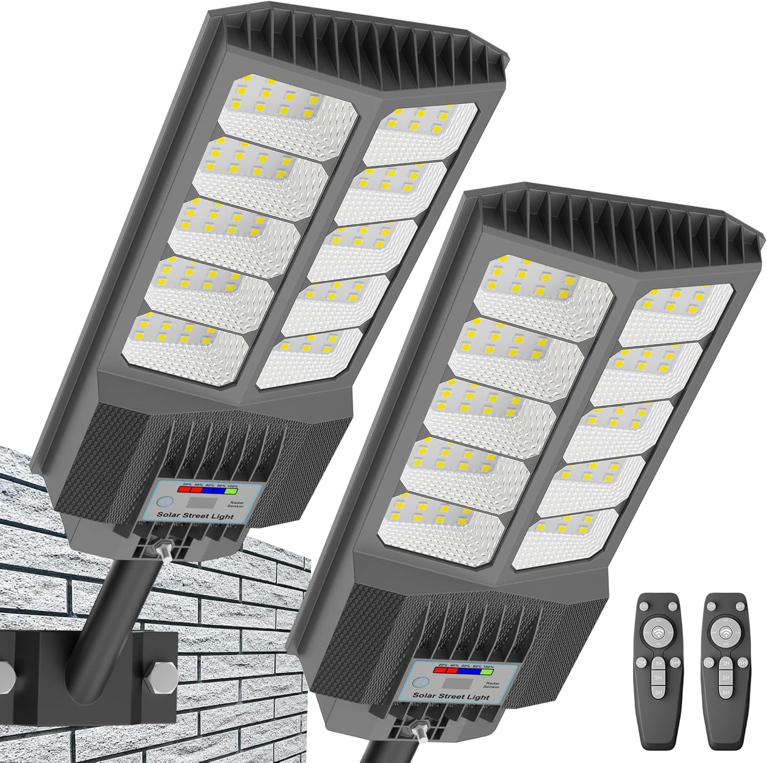 New 6500W Solar Street Lights Outdoor Waterproof – Commercial Outdoor Solar Light, 200pcs High Brightness LEDs, Solar Parking Lot Lights Dusk to Dawn for Yard Garden with Motion Sensor – 2 Pack
