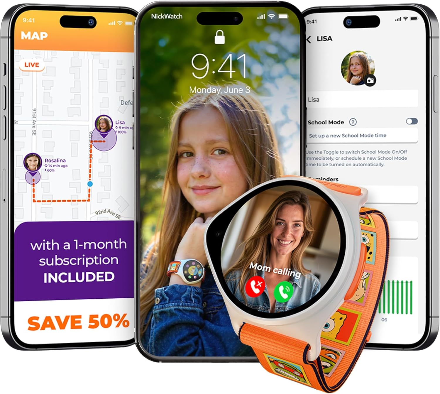 NIckwatch By Nickelodeon Kids Smart Watch with GPS Tracker, SOS, & Parental Controls Smartwatch, Kid Phone Call and Text, Boys & Girls, 4G Smart Watch for Kids Requires Data Plan-First Month Free