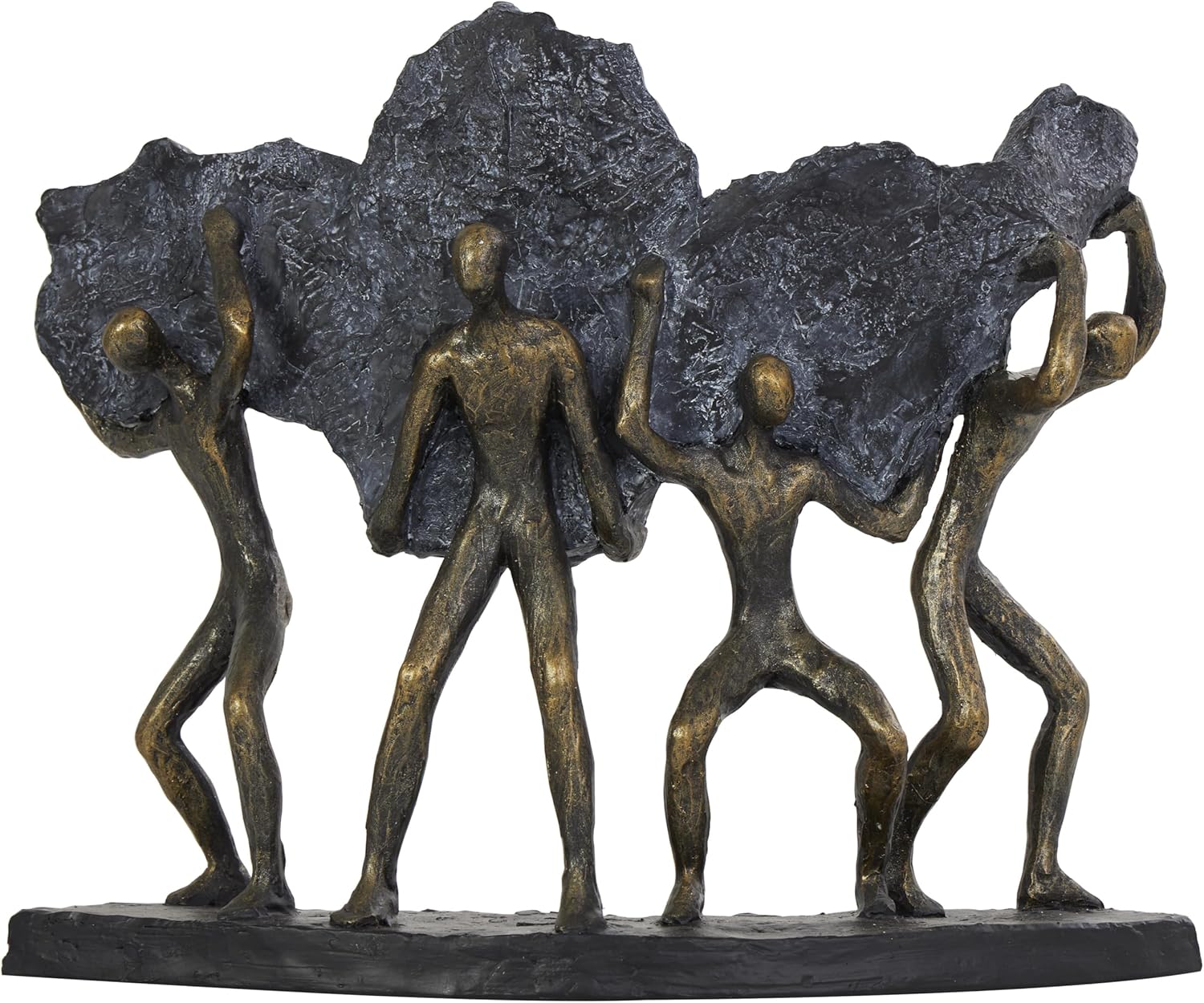 Deco 79 Polystone People Decorative Sculpture Carrying Stone Home Decor Statue, Accent Figurine 13″ x 5″ x 11″, Bronze