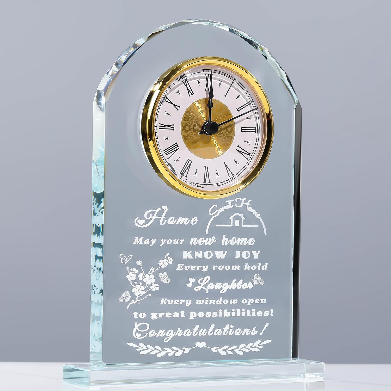 Qianwei House Warming Gifts New Home – Crystal Clock Gifts for Home Decor – Best Unique Housewarming Decor Ideas for New House Homeowner Men Friend Family