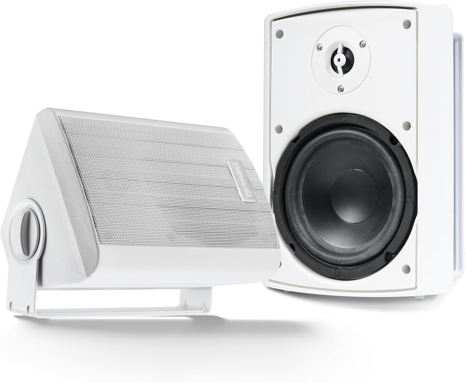 Gemini Sound GHSI-W650BT 6.5″ Outdoor Bluetooth Speakers – Wired Powered IP44 Waterproof Wall Mount Pair for Patios, Rust-Proof Aluminum Grills, Expandable to 16 Speakers, Immersive Sound (White)
