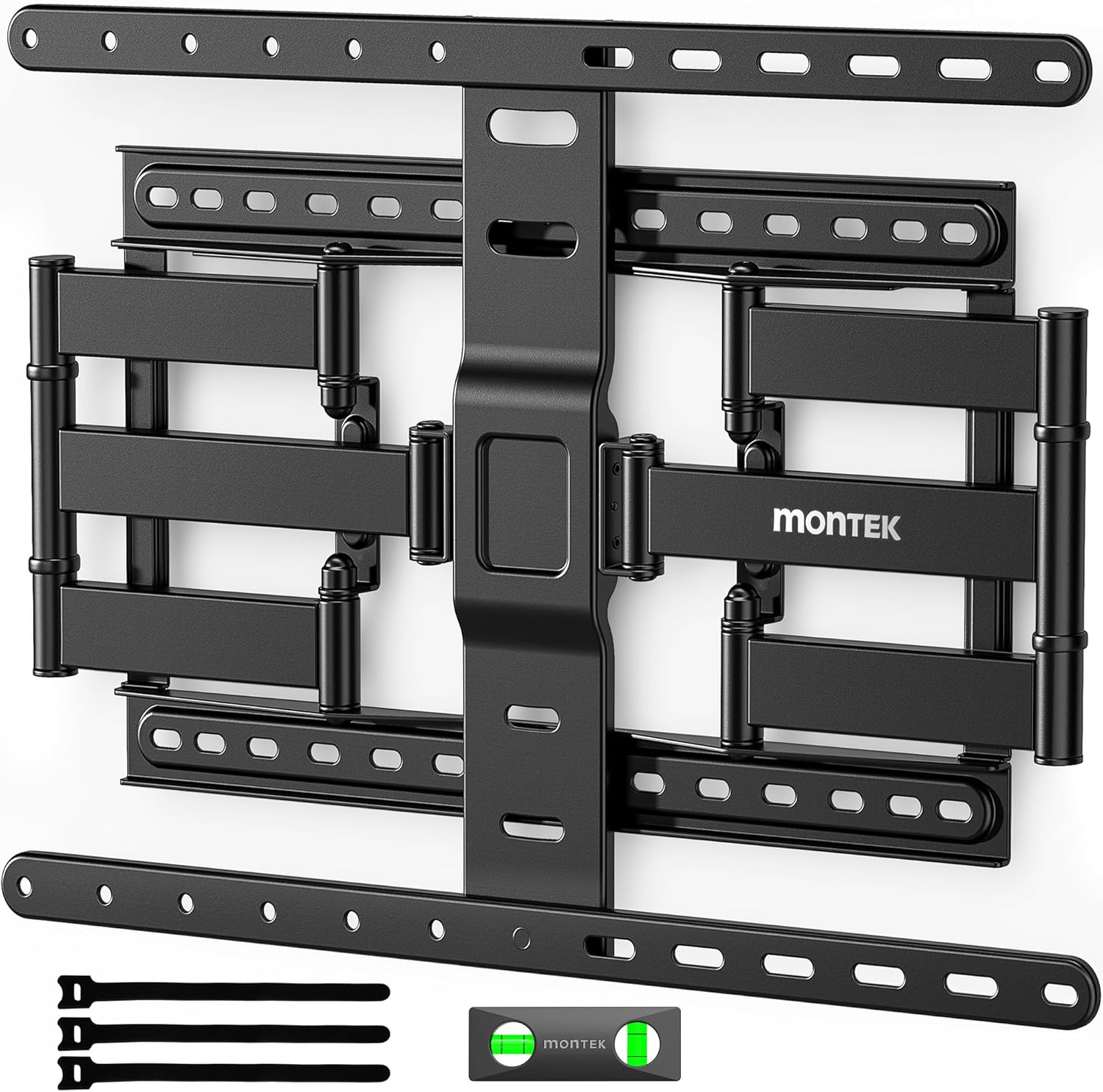 monTEK Ultra Slim TV Wall Mount for 43-90 Inch TVs | 1.1″ Thin Low Profile Full Motion Bracket | Dual Swivel Articulating Arms with Tilt | Max VESA 600x400mm | Holds 132lbs | Fits 16″/18″ Studs