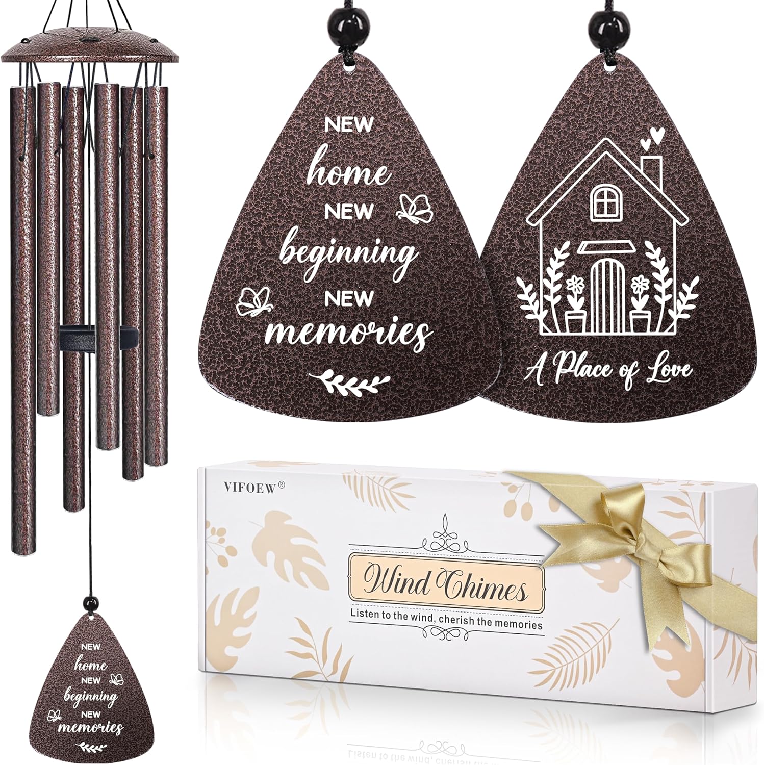 House Warming Gifts New Home, 32″ Bronze Wind Chimes Housewarming Gifts, New Home Gift Ideas for Women Men Homeowners Couples Family Friends, Unique First Home Gift for Apartment Decor